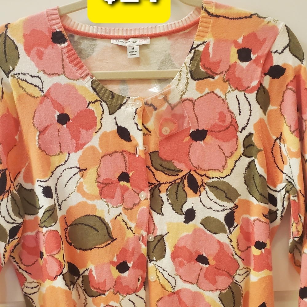 Isaac Mizrahi Floral Cardigan Pink/Blush/Orange